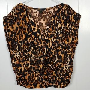 Thalia Sodi Animal Print Short Sleeve Blouse Wmns X-Large